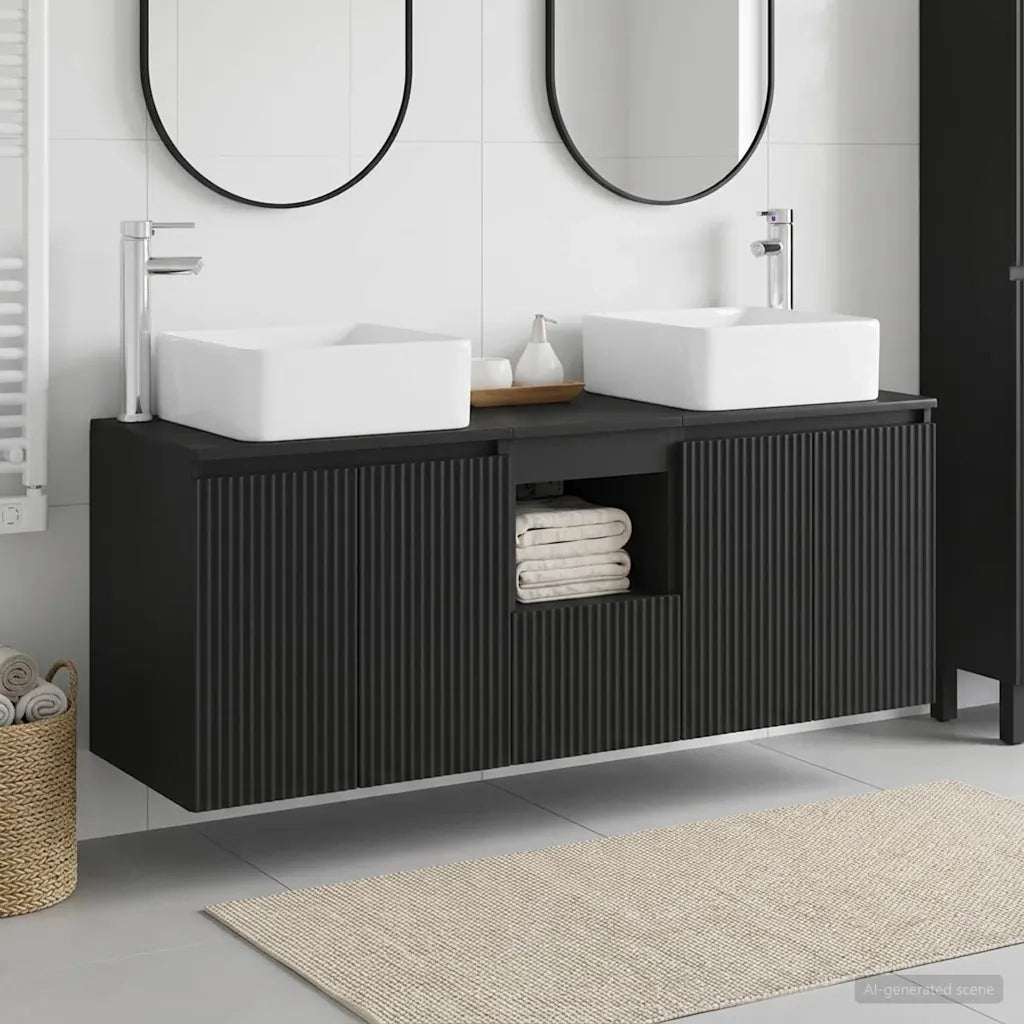 Set di Armadi da Bagno 3 pz Nero 53 x 35 x 63 cm 3405658