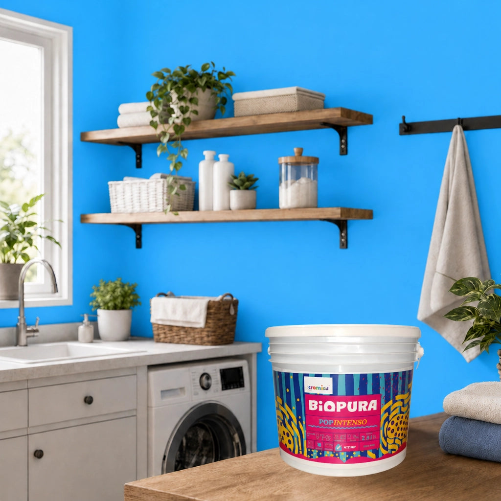 Popintenso palestra e decori interni pittura murale lavabile e coprente cromika *** formato 2.5 lt, colore- blu splas...