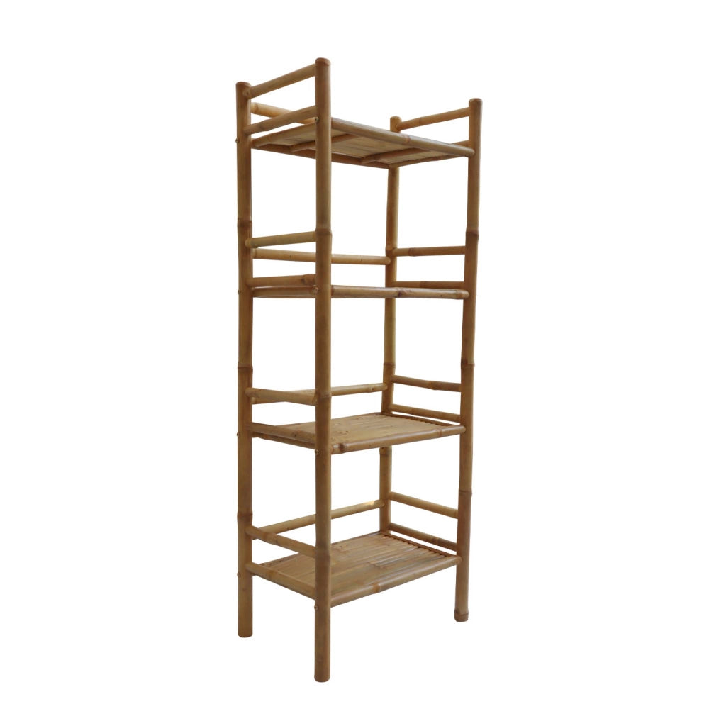 Libreria in bambù a 4 livelli, 144cm, marrone naturale