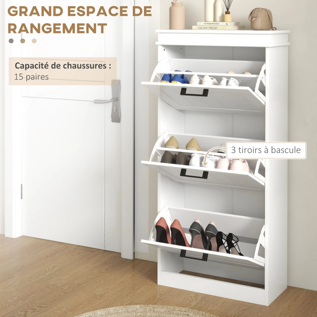 Scarpiera 3 Ante Salvaspazio ¨C Xylo ¨C Bianco 15 Paia 54x24x117,5 cm