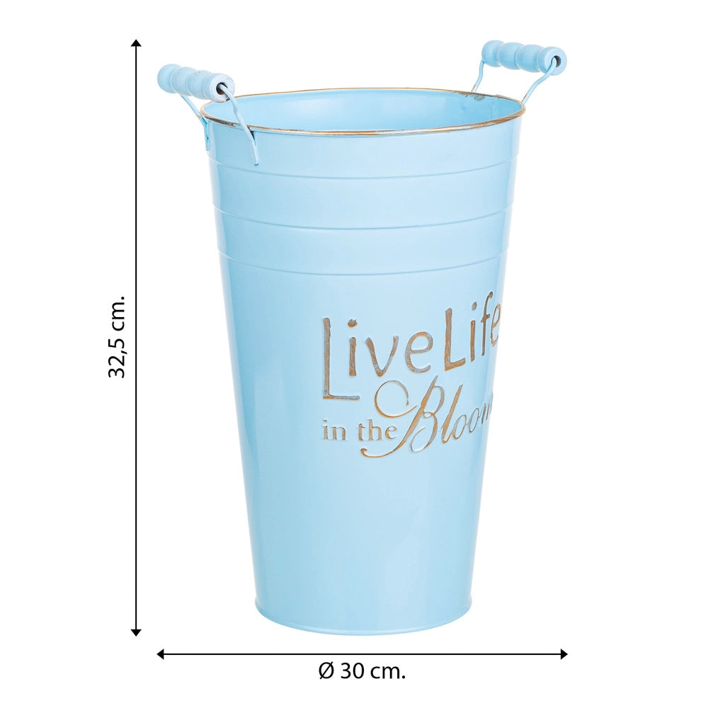 Vaso in metallo blu 24xd19x30/32,5hb:13