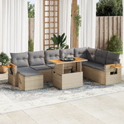 Set Divano da Giardino 9 pz con Cuscini Beige Polyrattan Acacia 3327636