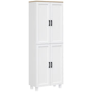 Mobile Dispensa da Cucina in Legno con 5 Ripiani Regolabili e 4 Ante, 60x30x170.5 cm, Bianco e color Legno