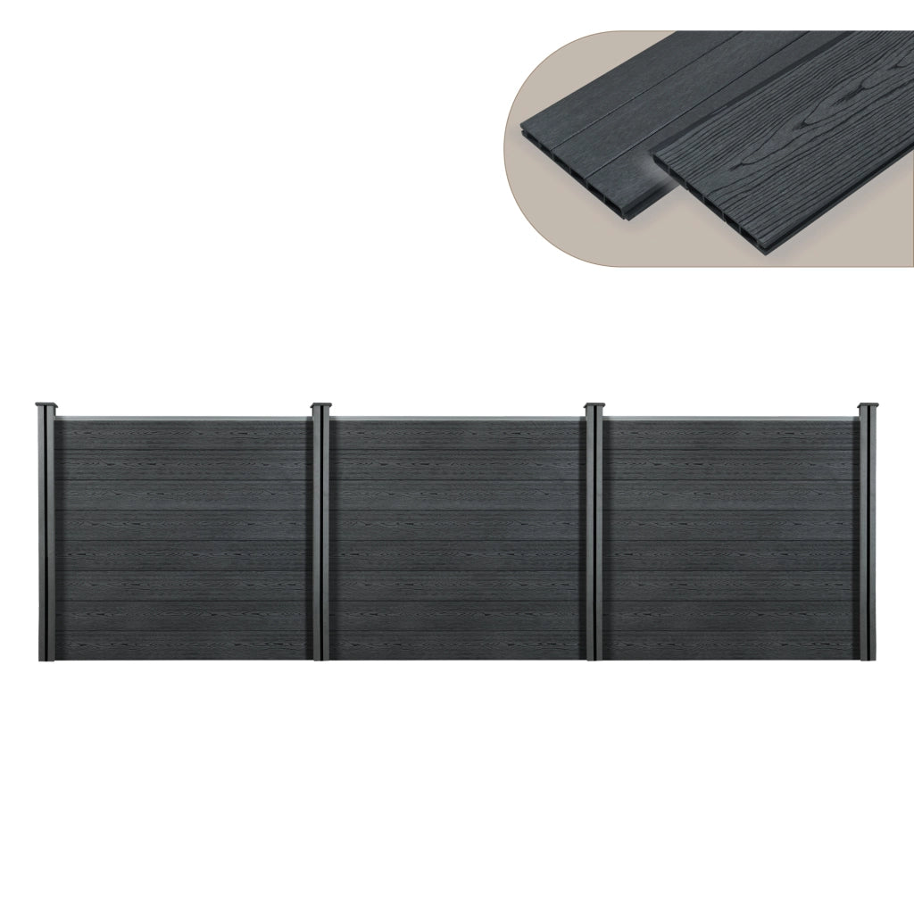Recinzione in WPC per Giardino Staccionata Frangivista Alta 165 cm Lunga 466 cm Grigio NEU.HOLZ