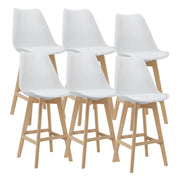 Set di 6 sgabelli da bar in plastica sintetica finitura faggio 105 x 48 x 58 cm bianco 03_0008724