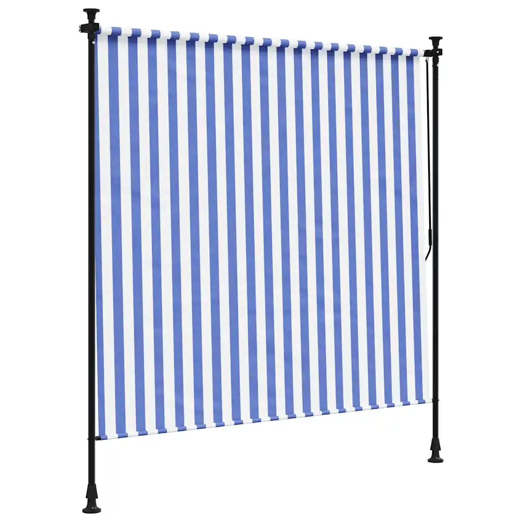 Tenda a rullo | Tenda avvolgibile Esterno Blu e Bianca 150x270cm Tessuto e Acciaio