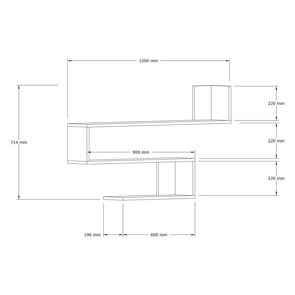 Massello, Mensola 3 Ripiani, 120x20x71h cm Marrone Rovere