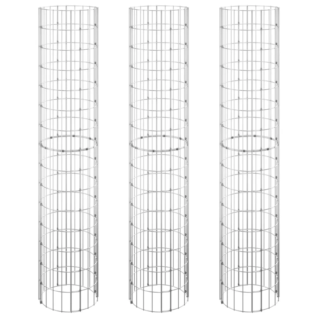 Fioriere Gabbione Circolare 3 pz in Acciaio Zincato Ø30x150 cm 152021