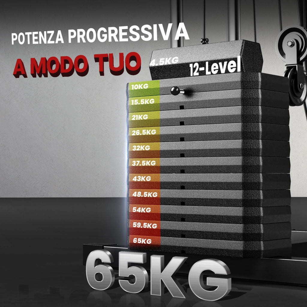 Stazione Fitness con Seduta Imbottita ¨C Xylo ¨C Acciaio e PU Nero 135x103x210 cm