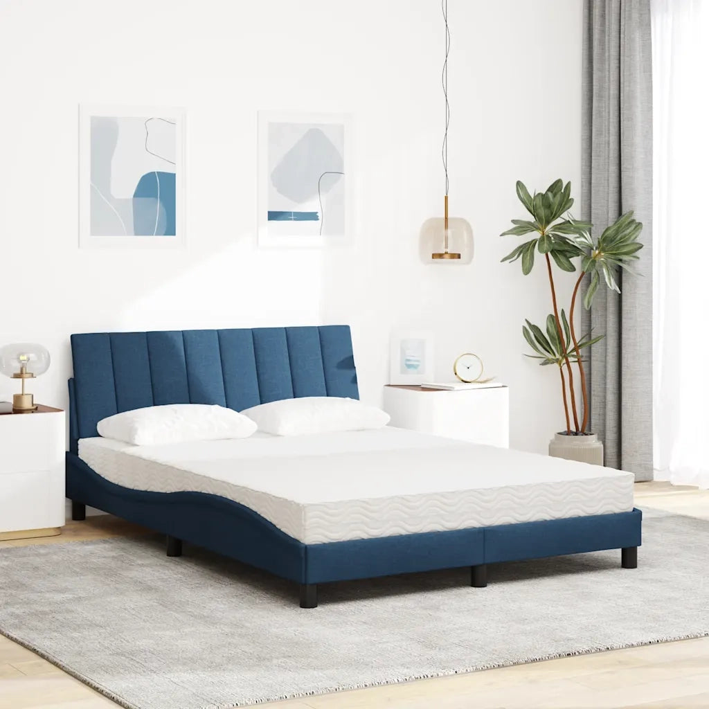 Letto con Materasso Hanko Blu 140x200 cm in Tessuto 3310537