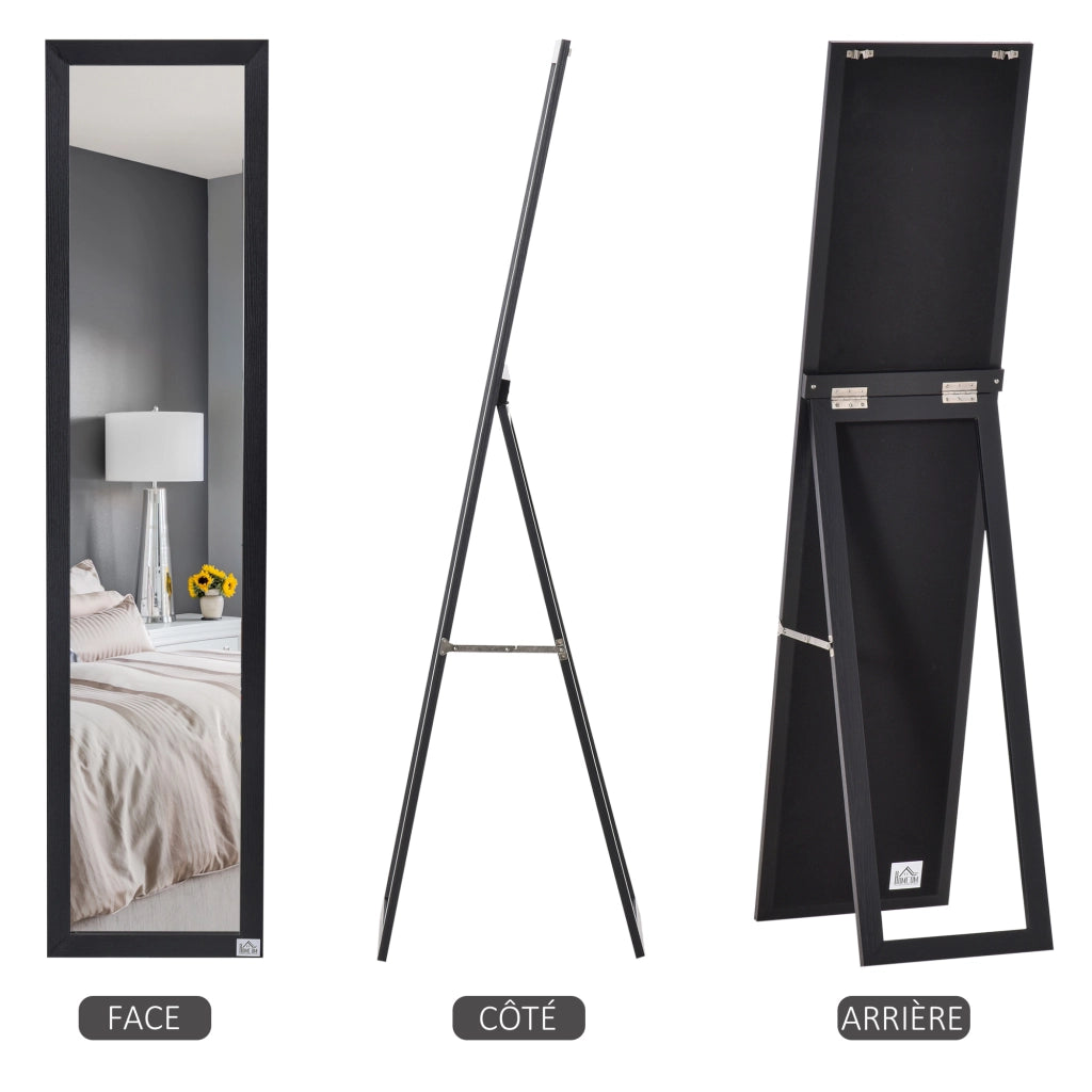 Specchio a Pieno Lunghezza con Supporto ¨C zephmum ¨C Nero 37x37x154 cm