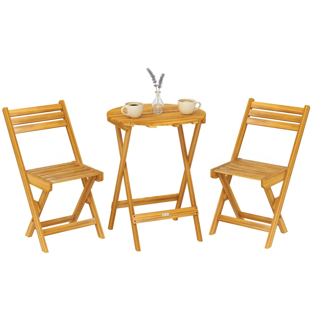 Tavolo da pranzo pieghevole con 2 sedie ¨C Minimal ¨C legno, naturale, 60x60x75 cm