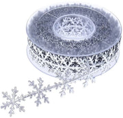 Decorazione per bordo a linta - 10 m - Sneeuwvlok - Linta per decorazione - Polyester - Decorazione per matrimoni e Natale - Larghezza 25 mm