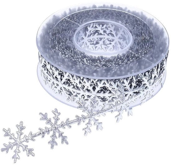 Decorazione per bordo a linta - 10 m - Sneeuwvlok - Linta per decorazione - Polyester - Decorazione per matrimoni e Natale - Larghezza 25 mm