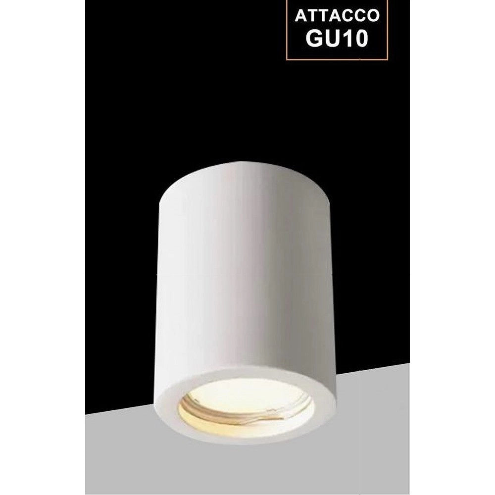 Trade Shop - Porta Faretto Lampada Soffitto Gu10 Cilindro In Gesso H90mm Verniciabile Gs-c90-t -