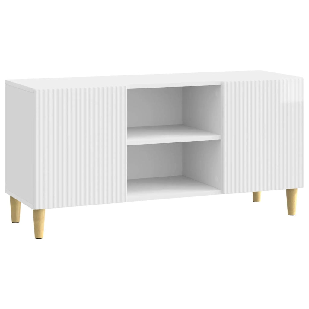 Mobile TV Bianco Lucido 102 x 34,5 x 50 cm Legno ingegnerizzato