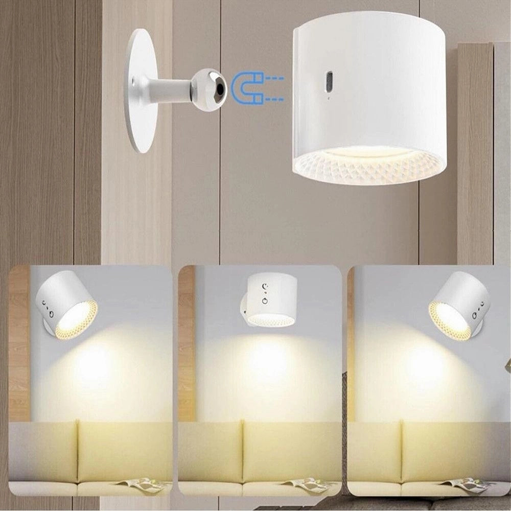 Trade Shop - Lampada Parete Led Luce Fronte Retro Ricarica Usb 3 Colori Luce Orientabile Bd01-3c -