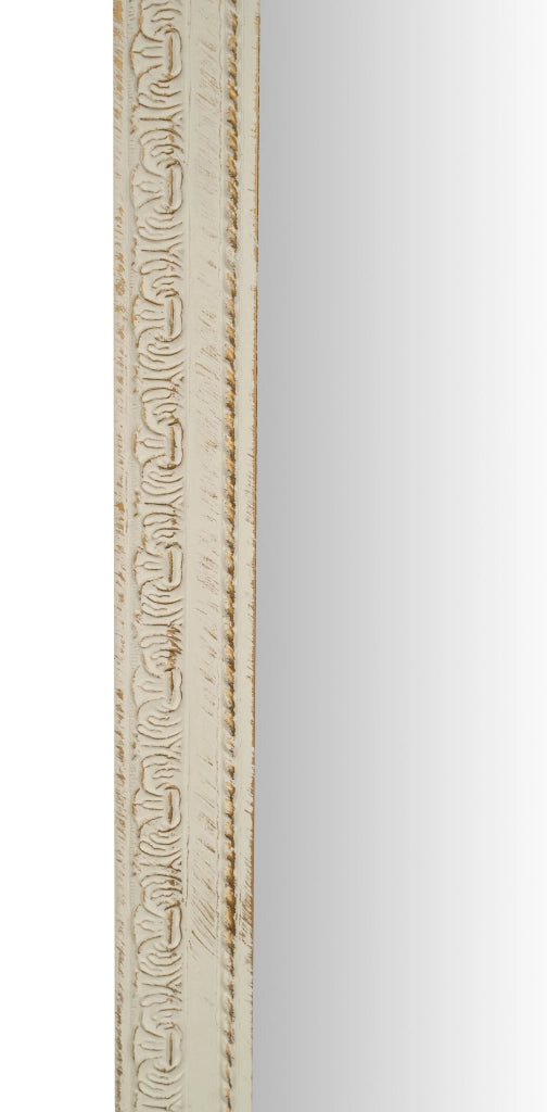 Biscottini Specchio Specchiera da parete e appendere verticale/orizzontale L72xPR3xH180 cm finitura bianco anticato