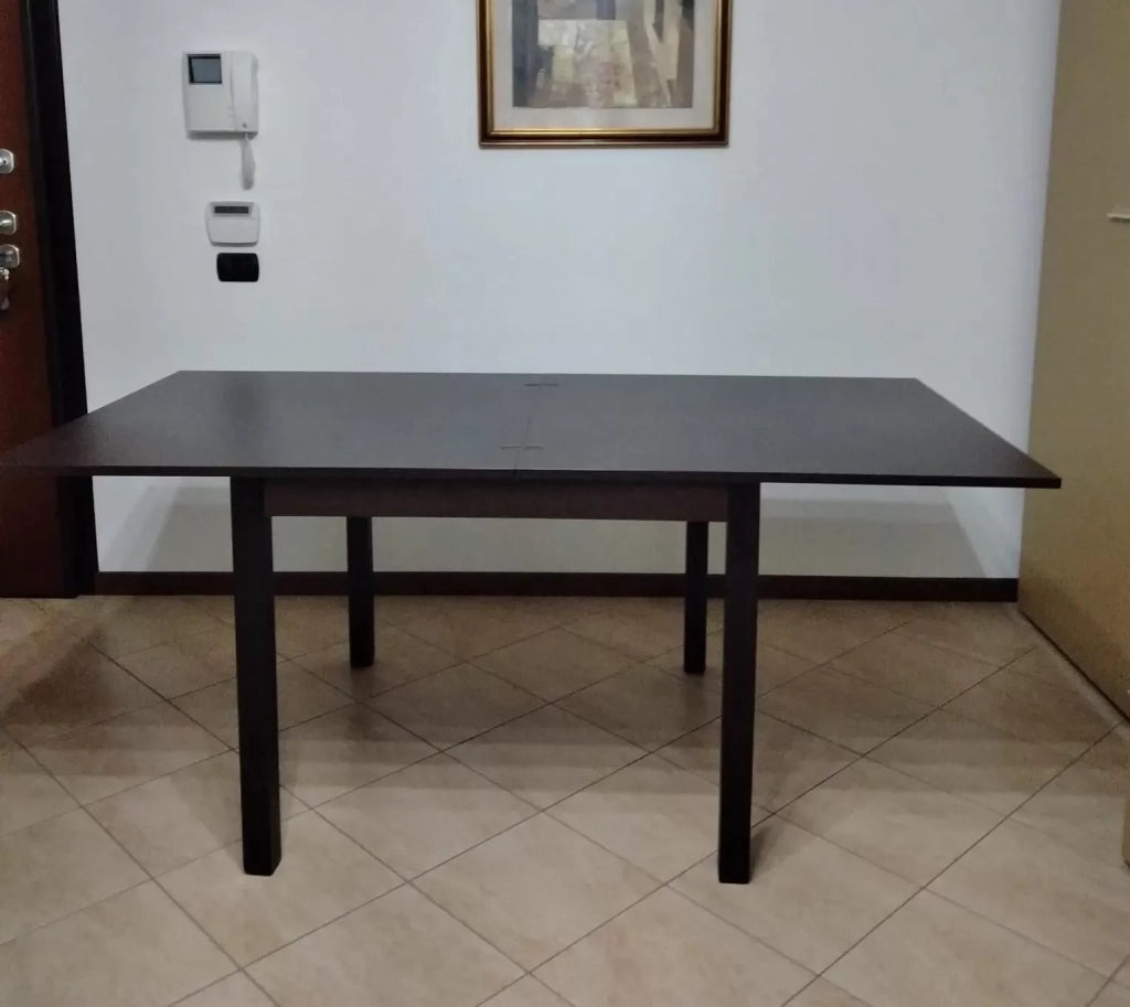 Tavolo moderno apertura a libro moro wenge 90x90x76h (567) - Mobili 2G