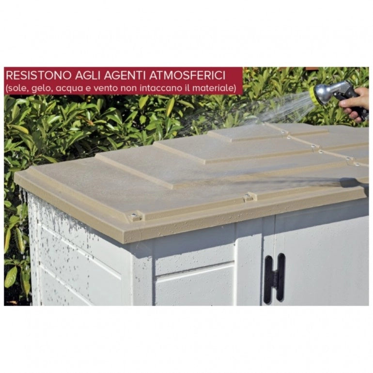 Casetta da Giardino in Resina Tuscany Evo 200 con Pavimentazione inclusa, colore Beige, 181x220x216h cm