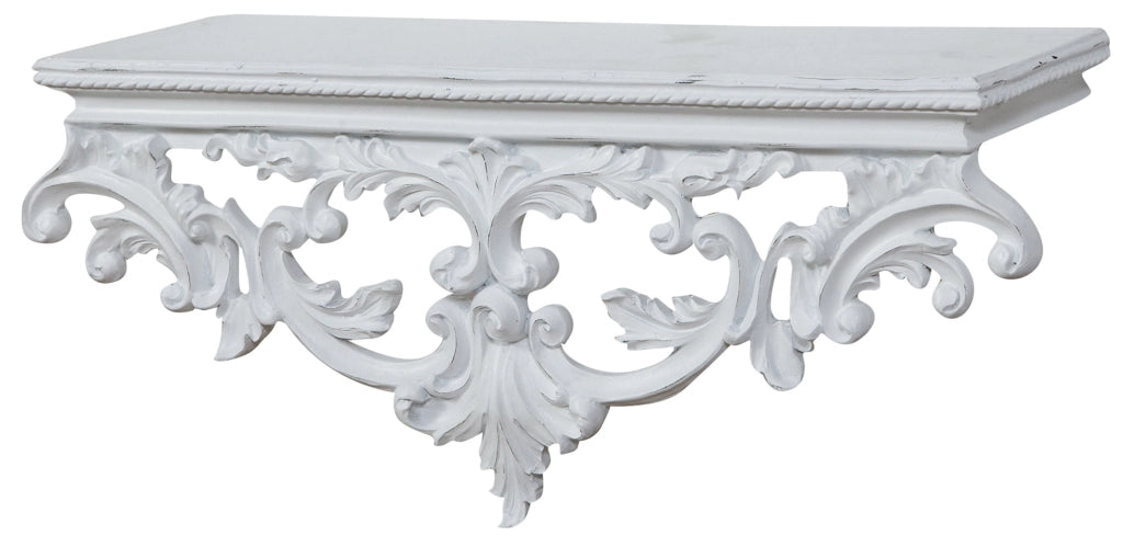 Biscottini MENSOLA A MURO IN LEGNO FINITURA BIANCA ANTICATA L46XPR17XH22 CM MADE IN ITALY