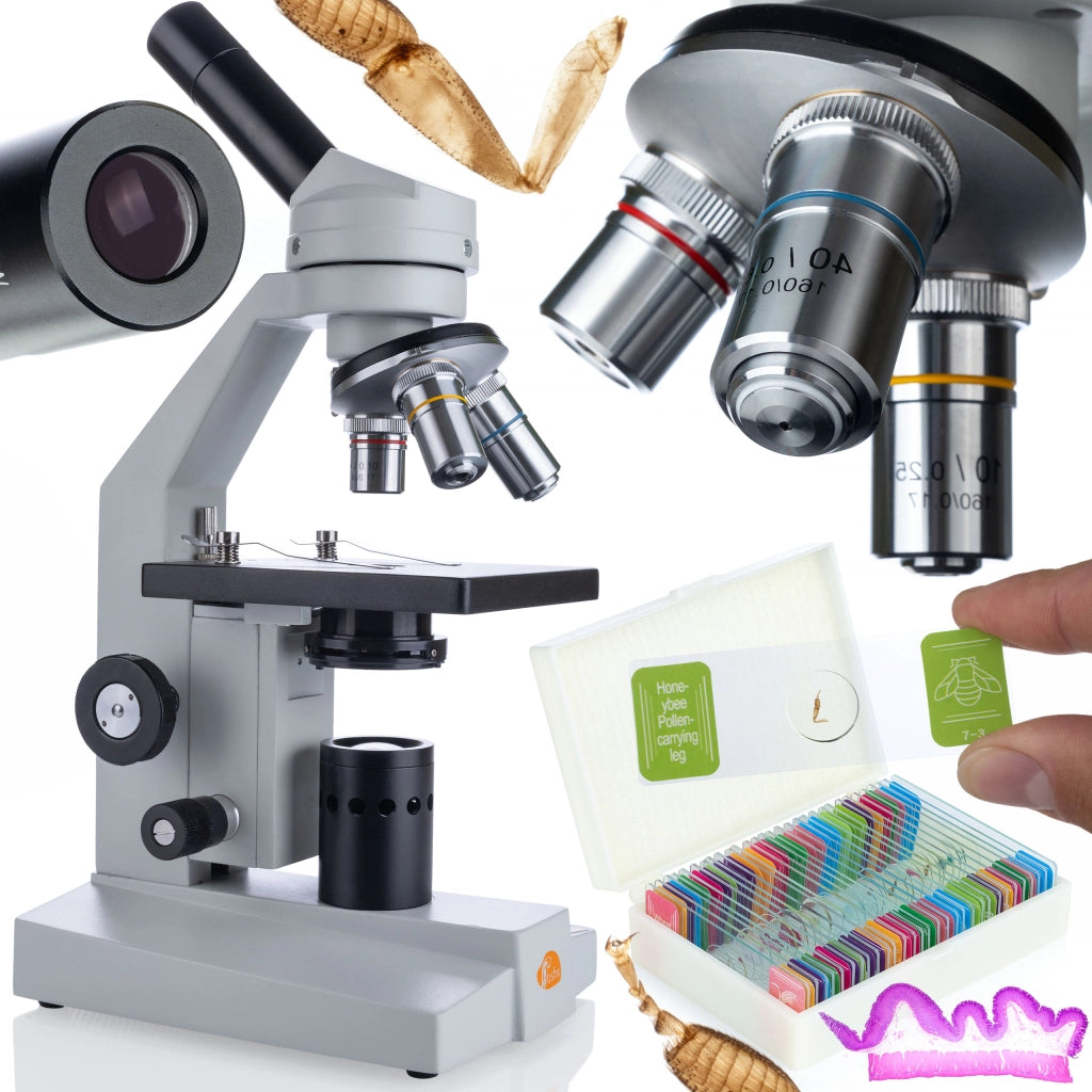 Mikroscopio Biologico Uran Pro MBUP – Testa Monoculare Inclinata 45° | Ottica di Alta Qualità