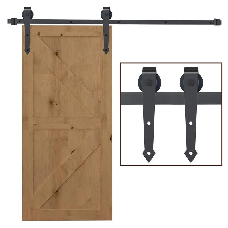 KIT BINARIO PER PORTA SCORREVOLE SINGOLA STILE RUSTICO IN ACCIAIO AL CARBONIO MARRONE