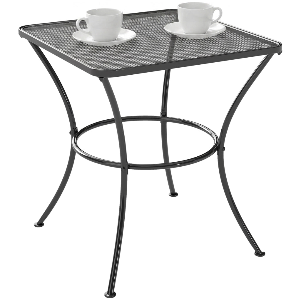 Tavolino da Giardino Quadrato in Acciaio con Piano Traforato, 45x45x50 cm, Nero