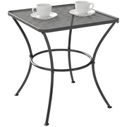 Tavolino da Giardino Quadrato in Acciaio con Piano Traforato, 45x45x50 cm, Nero