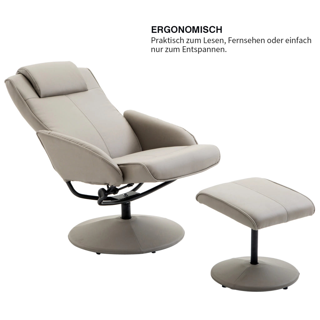 Poltrona Relax Massaggiante Elettrica Girevole con Poggiapiedi ¨C Minimal ¨C Grigio, Tessuto