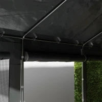 Gazebo per Auto e Feste con Altezza Regolabile, 4 Porte e 4 Finestre, 6x3m Grigio Scuro