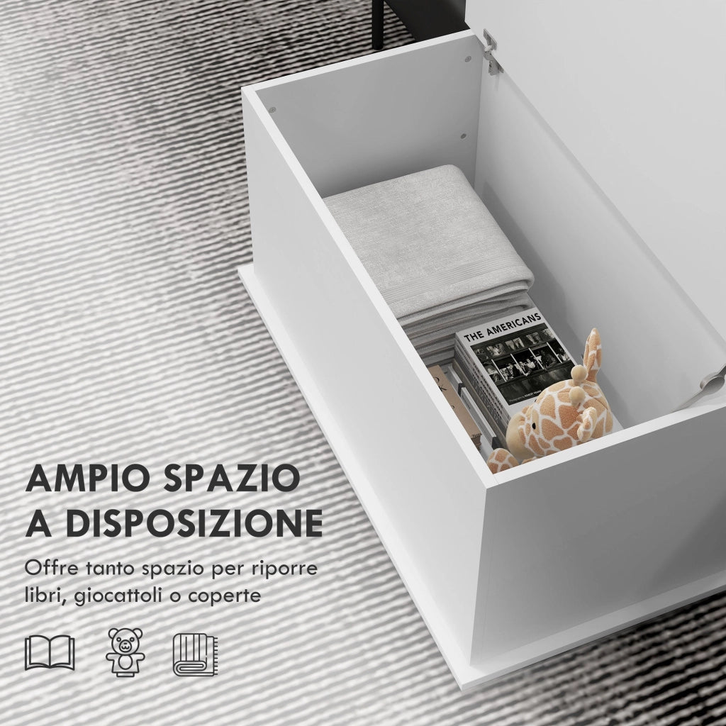 Panca Contenitore Multiuso 80x40x40 cm in Legno Bianco