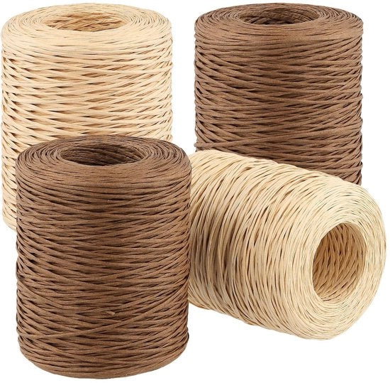 Pacco di filo di carta 4 x 200 m - Decorazione naturale - Tonalità marrone scuro/Kraft - Diametro 1 mm - Ideale per matrimonio/packaging - Qualità elevata