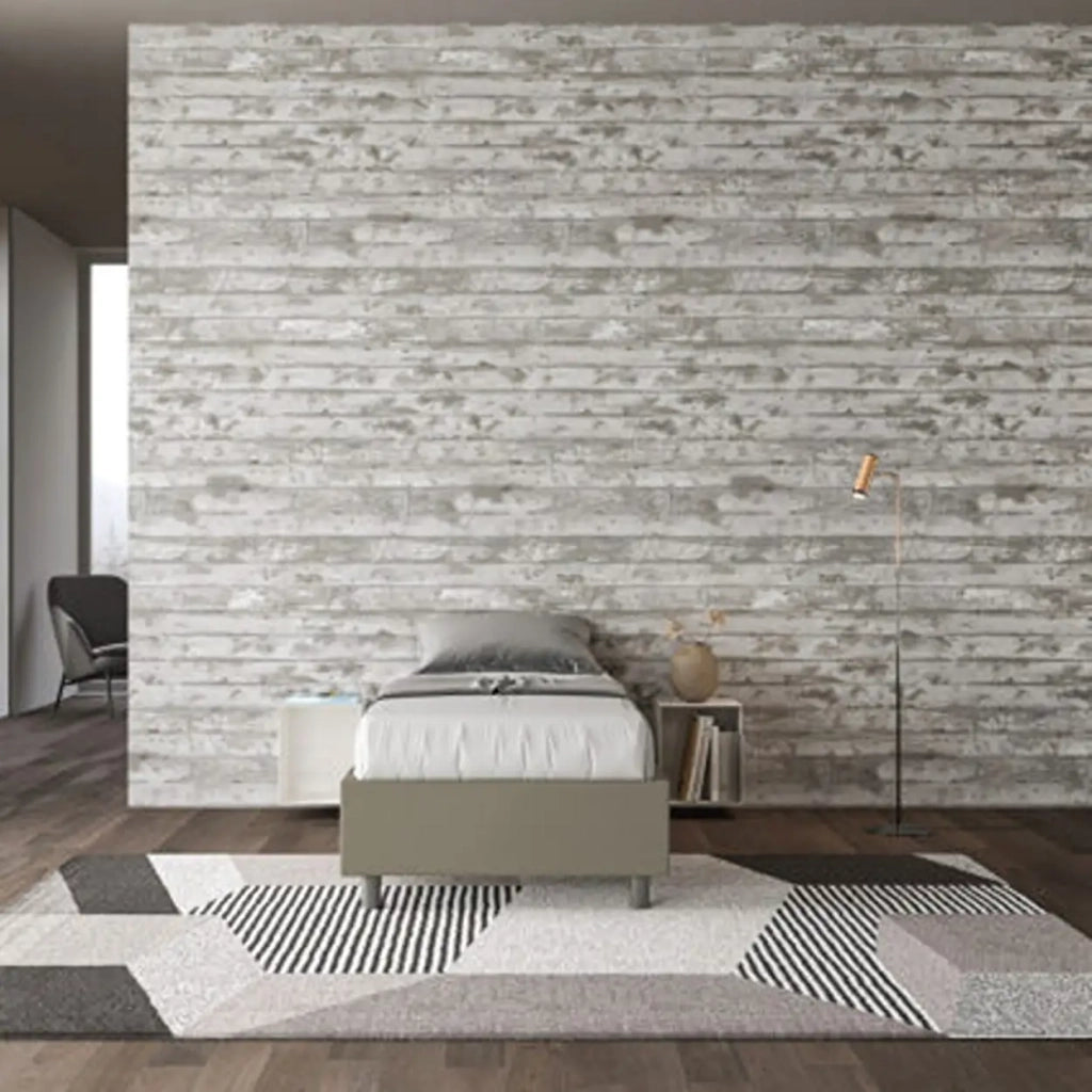 Letto singolo senza rete imbottito 80x210 similpelle cappuccino Azelia