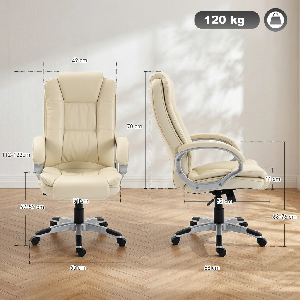 Sedia da ufficio girevole con schienale alto ¨C zephmum ¨C pelle beige