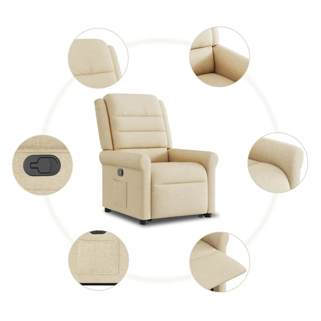 Poltrona Alzapersona Reclinabile Crema in Tessuto 3303322