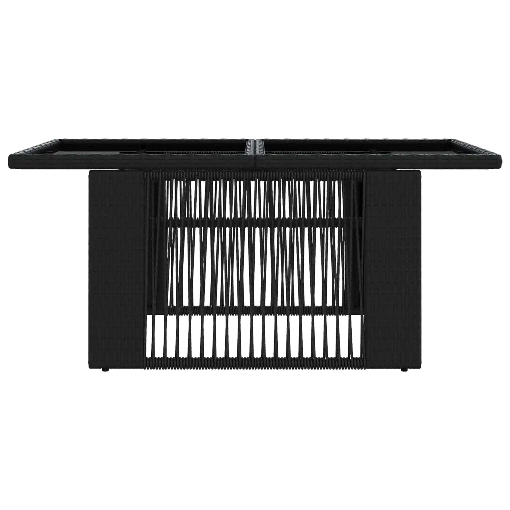 Tavolo da Giardino Nero 100 x 55 x 37 cm Rattan PE e Vetro
