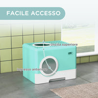 Lettiera per Gatti con Coperchio e Paletta 52x41x38.5 cm Verde