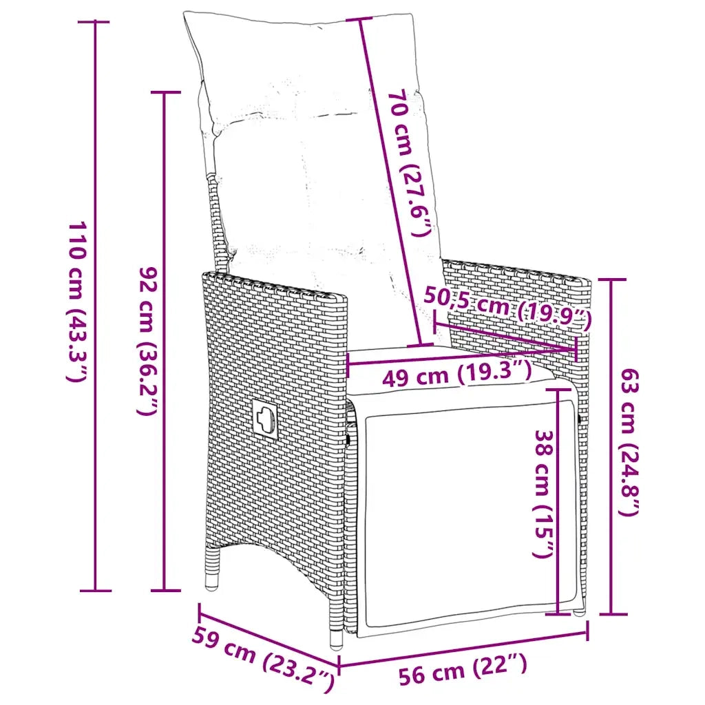 vidaXL Set da Pranzo da Giardino 9 pz con Cuscini Nero in Polyrattan