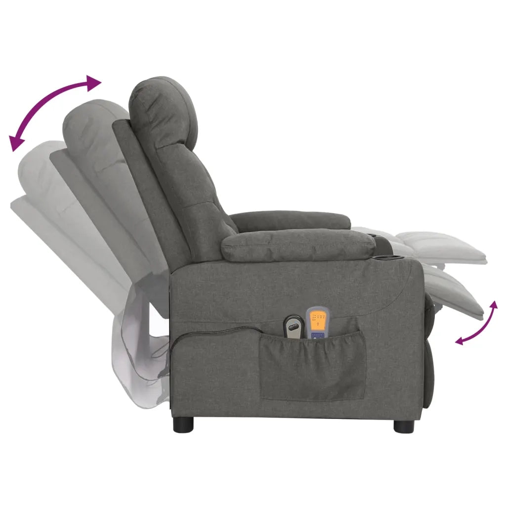 Poltrona Massaggiante Elettrica Grigio Scuro in Tessuto 3098828