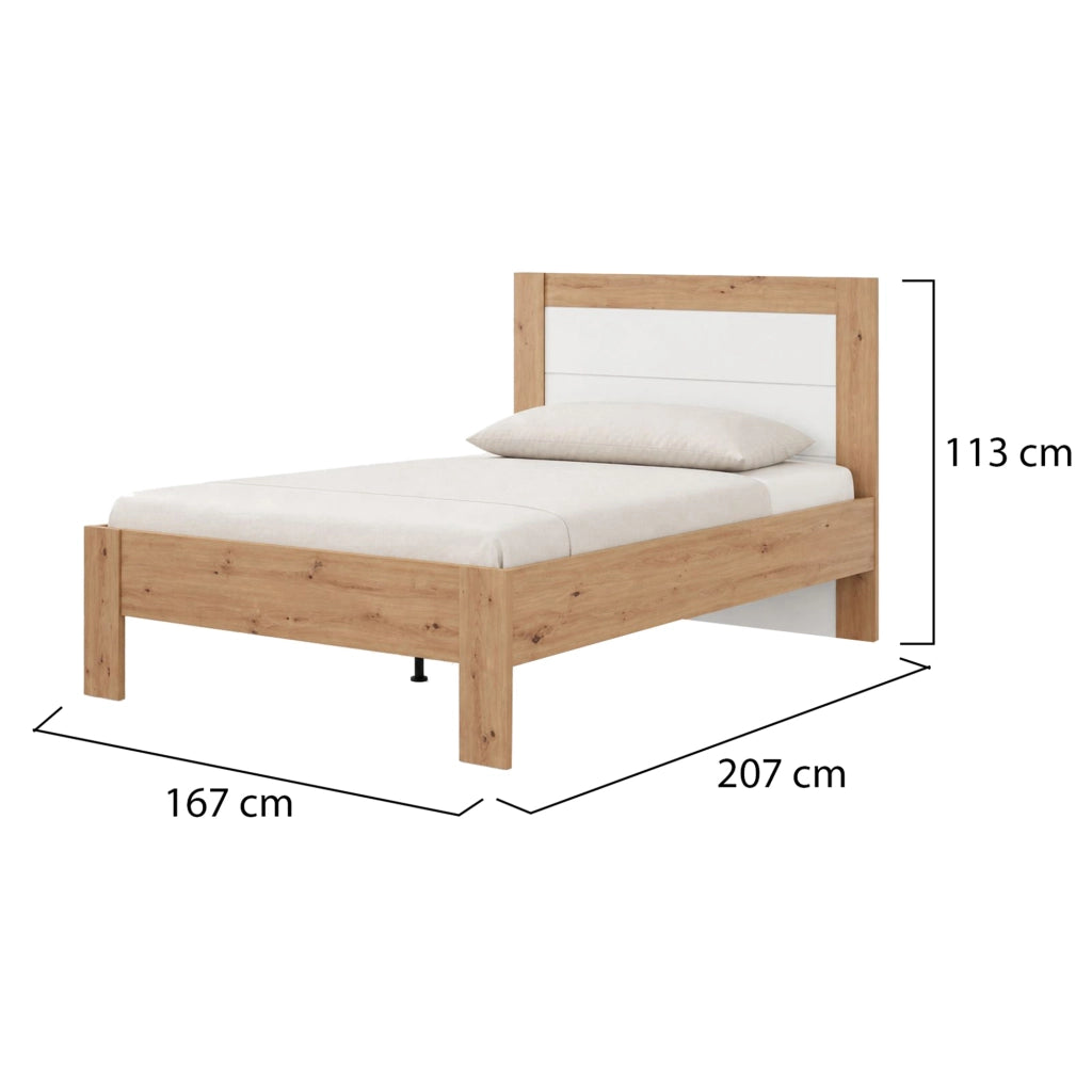 Letto Matrimoniale Munnar, Letto Matrimoniale Dimensione Materasso 160x200 cm, Marrone Rovere Nodi
