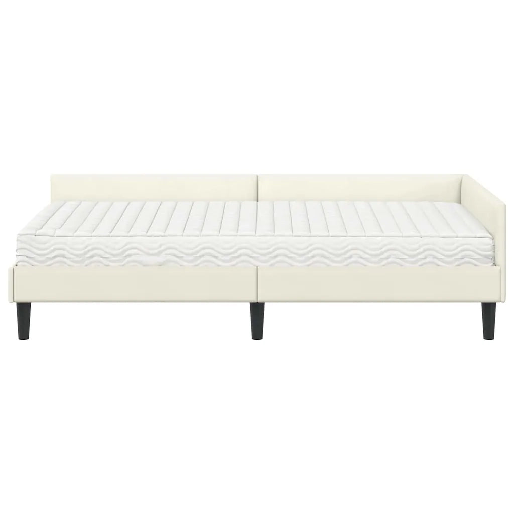 Struttura Letto Angolare con Materasso 2 pcs Crema Velluto