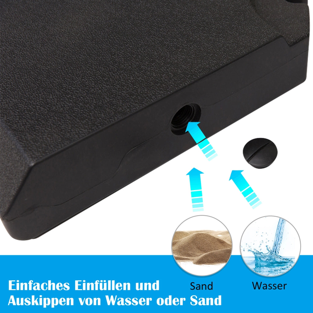 Peso per ombrellone 4 pezzi ¨C zephmum ¨C HDPE, nero, 100x100x9,5 cm