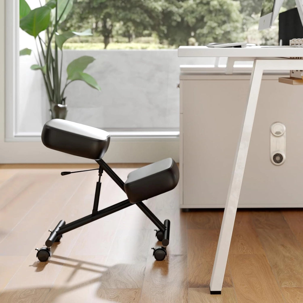 Sedia Ergonomica per Correzione Posturale, 4 Ruote Bloccabili e Supporto per Ginocchia, Sedia da Lavoro con Seduta Regolabile, Carico Fino a 100 kg (Non Schienale)