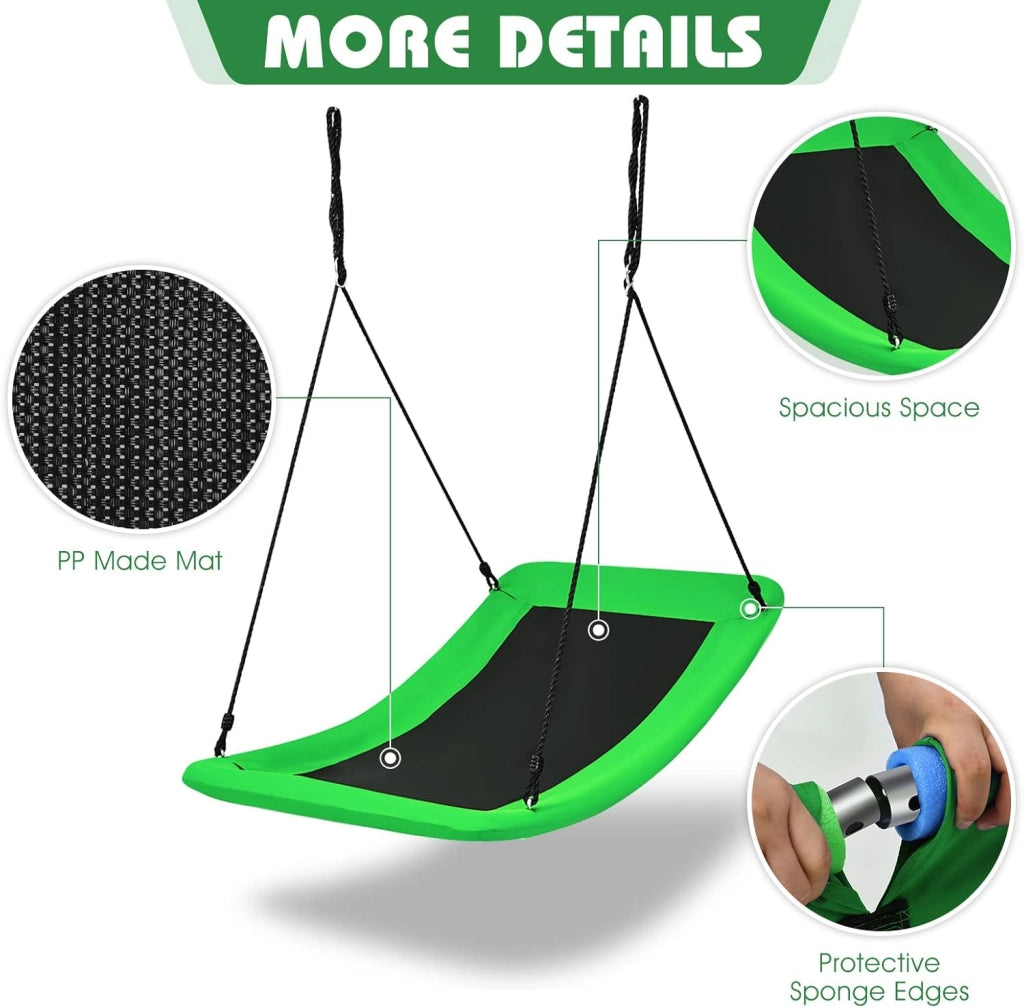 Altalena a nido d'ape con corde regolabili, altalena per bambini e adulti, 150 cm x 80 cm, altalena da giardino fino a 150 kg, per interni ed esterni (verde)