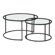Set di 2 tavolini rotondi impilabili in vetro trasparente 03_0010602