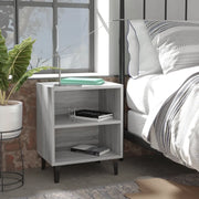 Comodino con Gambe in Metallo-Tavolino da notte Grigio Sonoma 40x30x50 cm 151623