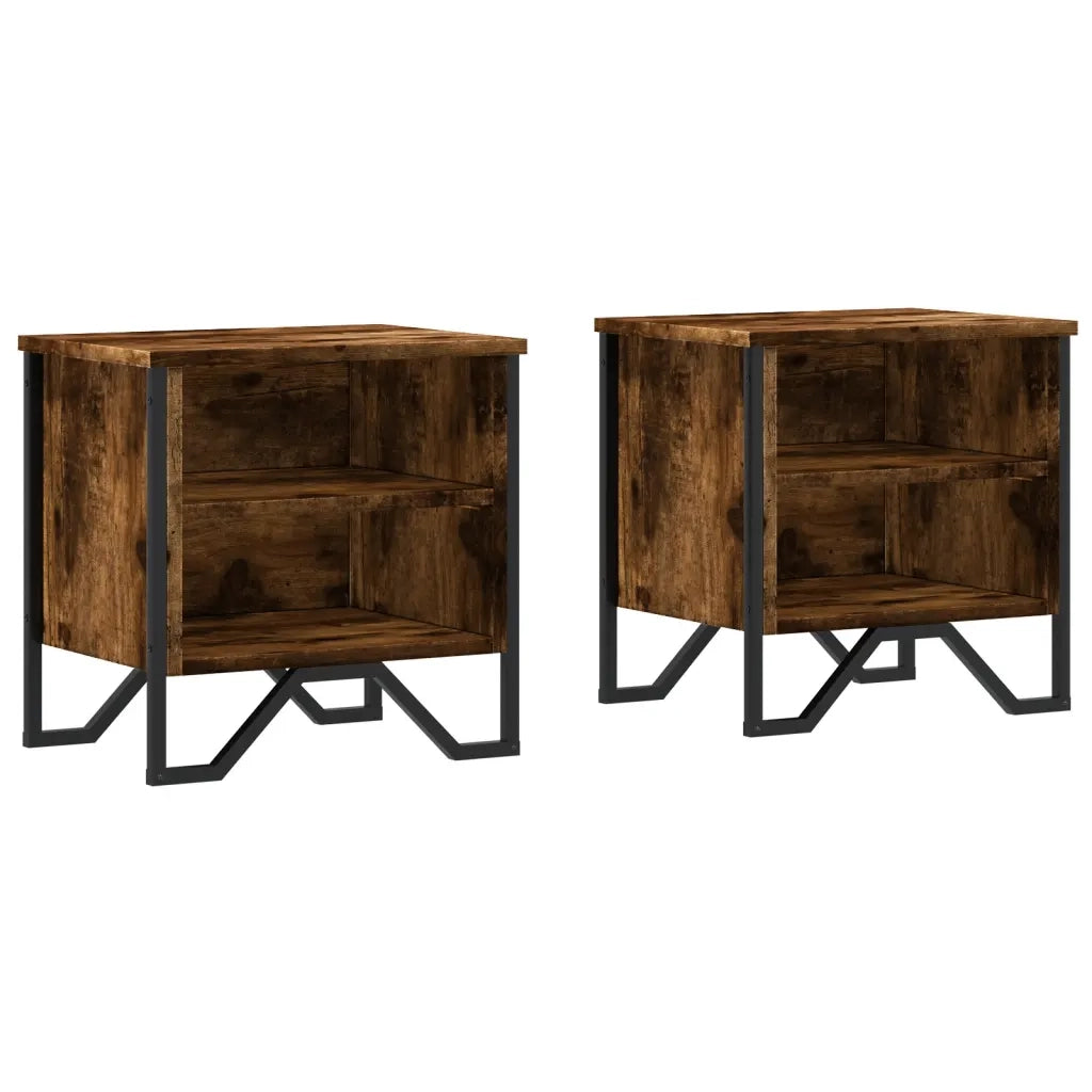 Set di 2 Comodini | Armadio da Notte | Mobiletto da notte Rovere Fumo 40x30x40 cm in Truciolato