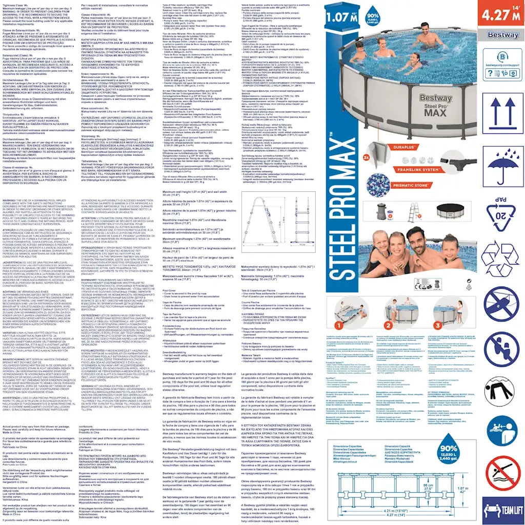 Bestway Set Piscina Steel Pro MAX 427x107 cm 3202557