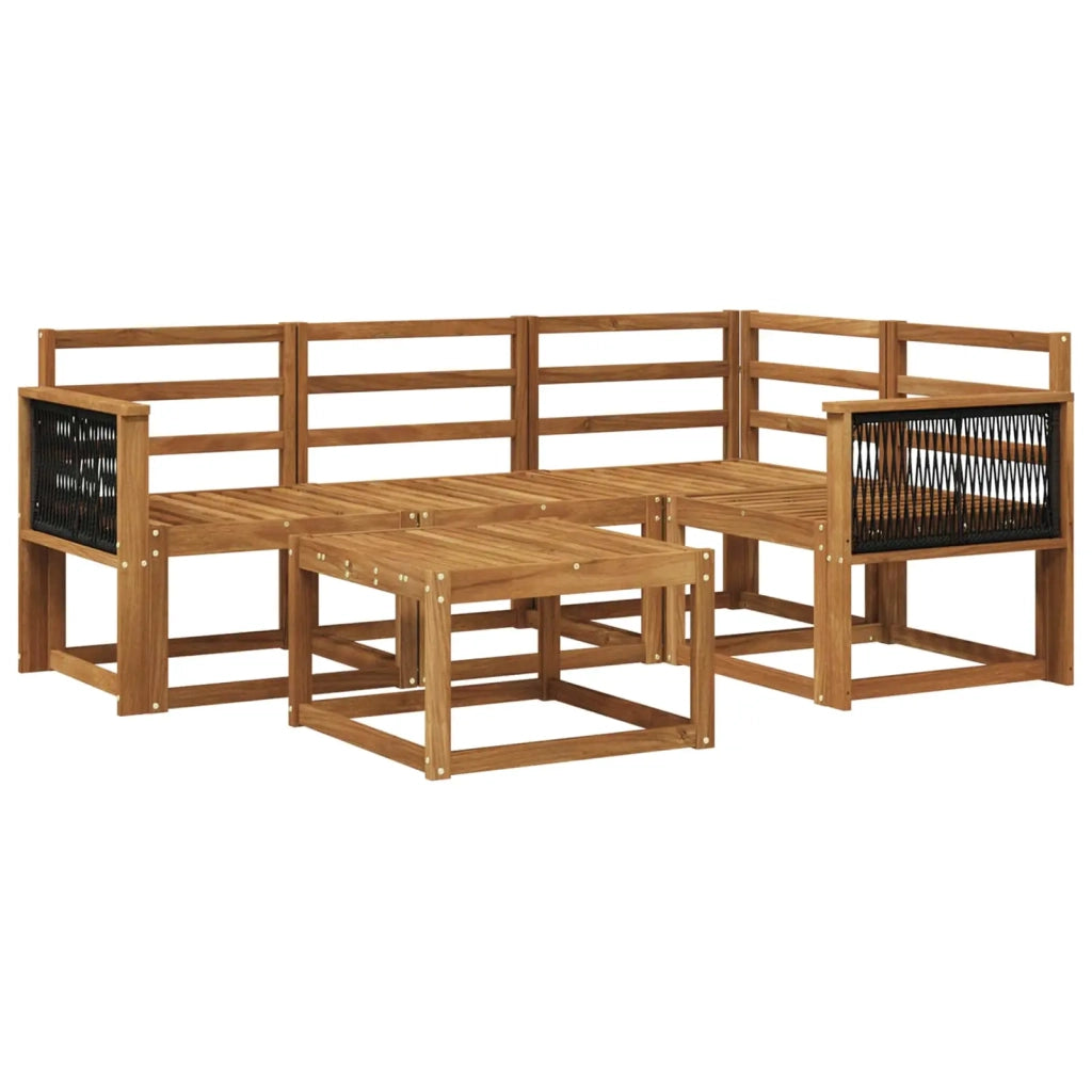Set di divani da esterno 5 pz Naturale Legno di Acacia Massello 3385190